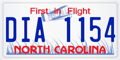 NC license plate DIA1154