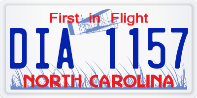 NC license plate DIA1157