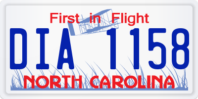 NC license plate DIA1158