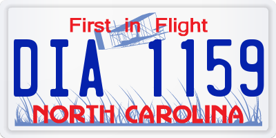 NC license plate DIA1159