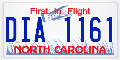 NC license plate DIA1161