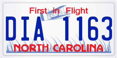 NC license plate DIA1163