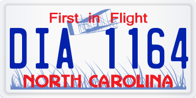 NC license plate DIA1164