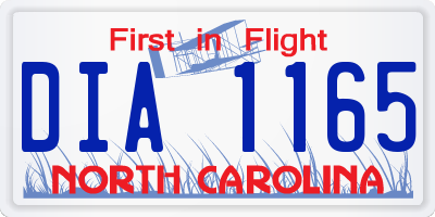 NC license plate DIA1165