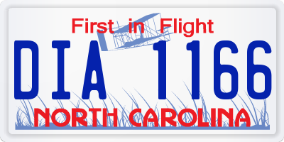 NC license plate DIA1166