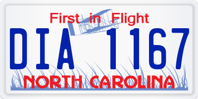 NC license plate DIA1167