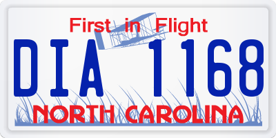 NC license plate DIA1168