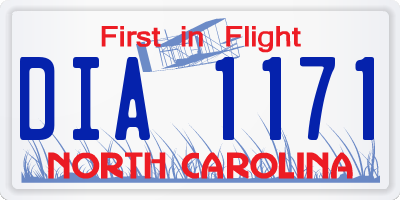 NC license plate DIA1171