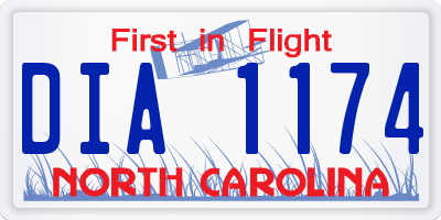 NC license plate DIA1174