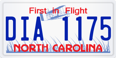 NC license plate DIA1175