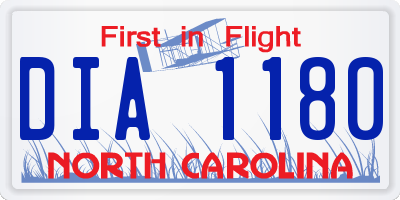 NC license plate DIA1180