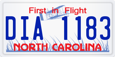 NC license plate DIA1183