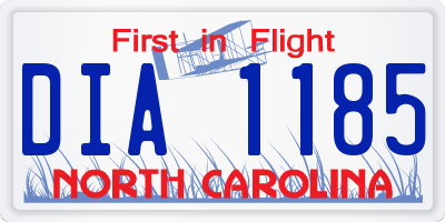 NC license plate DIA1185