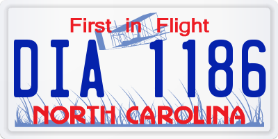 NC license plate DIA1186