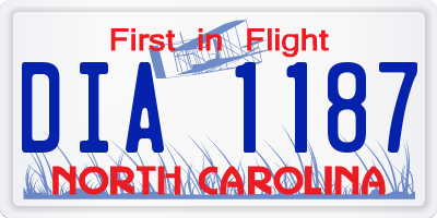 NC license plate DIA1187