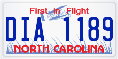 NC license plate DIA1189