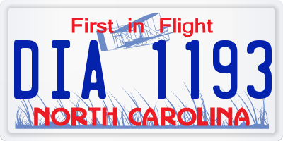 NC license plate DIA1193
