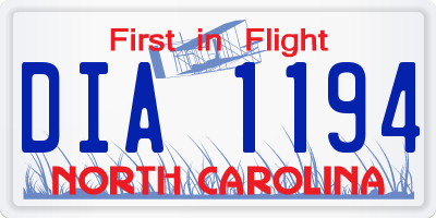 NC license plate DIA1194