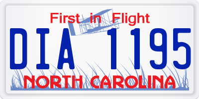 NC license plate DIA1195