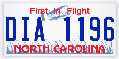 NC license plate DIA1196
