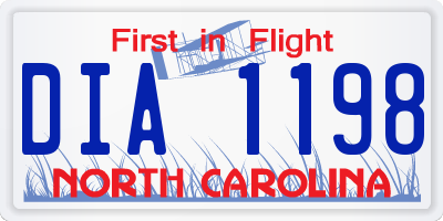 NC license plate DIA1198