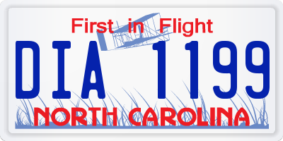 NC license plate DIA1199
