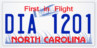 NC license plate DIA1201