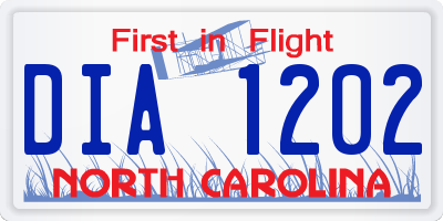 NC license plate DIA1202