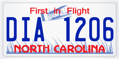 NC license plate DIA1206