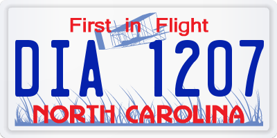 NC license plate DIA1207