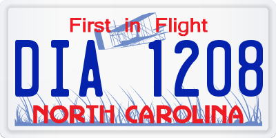 NC license plate DIA1208