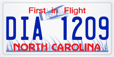 NC license plate DIA1209