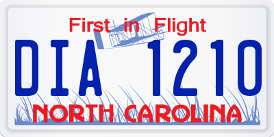 NC license plate DIA1210