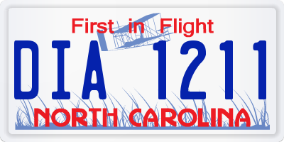 NC license plate DIA1211