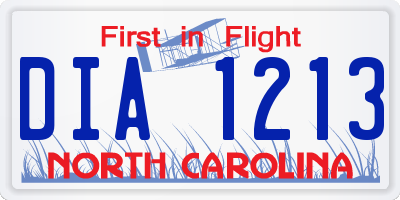 NC license plate DIA1213
