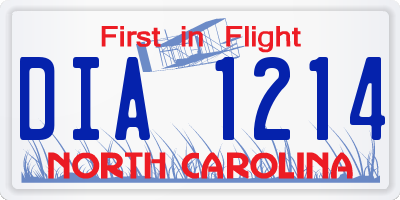 NC license plate DIA1214