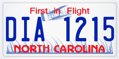 NC license plate DIA1215