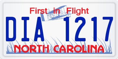 NC license plate DIA1217