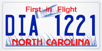 NC license plate DIA1221