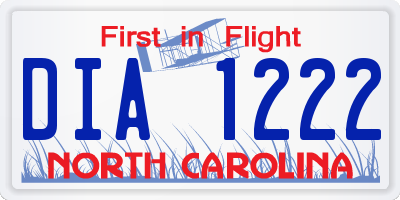 NC license plate DIA1222