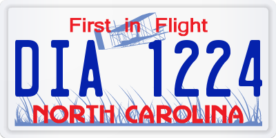 NC license plate DIA1224