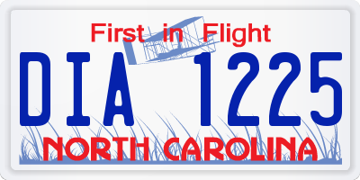 NC license plate DIA1225