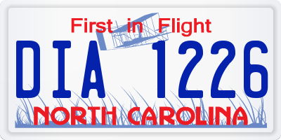 NC license plate DIA1226