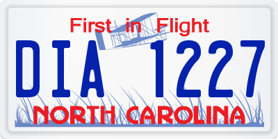 NC license plate DIA1227