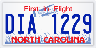 NC license plate DIA1229