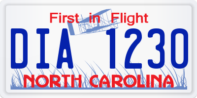 NC license plate DIA1230