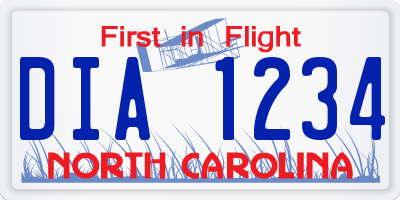 NC license plate DIA1234
