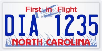 NC license plate DIA1235
