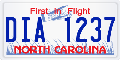 NC license plate DIA1237