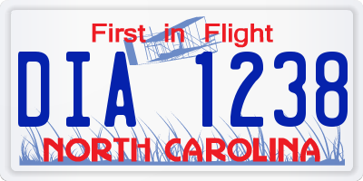 NC license plate DIA1238